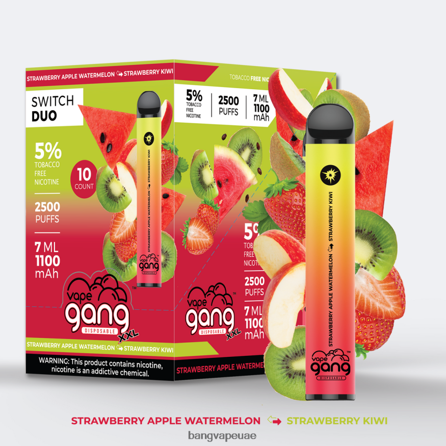 Vape Gang Switch Duo 2 نكهات (صندوق 10) فراولة تفاح بطيخ - فراولة كيوي - Best Bang Vape Flavor RLB6JT45