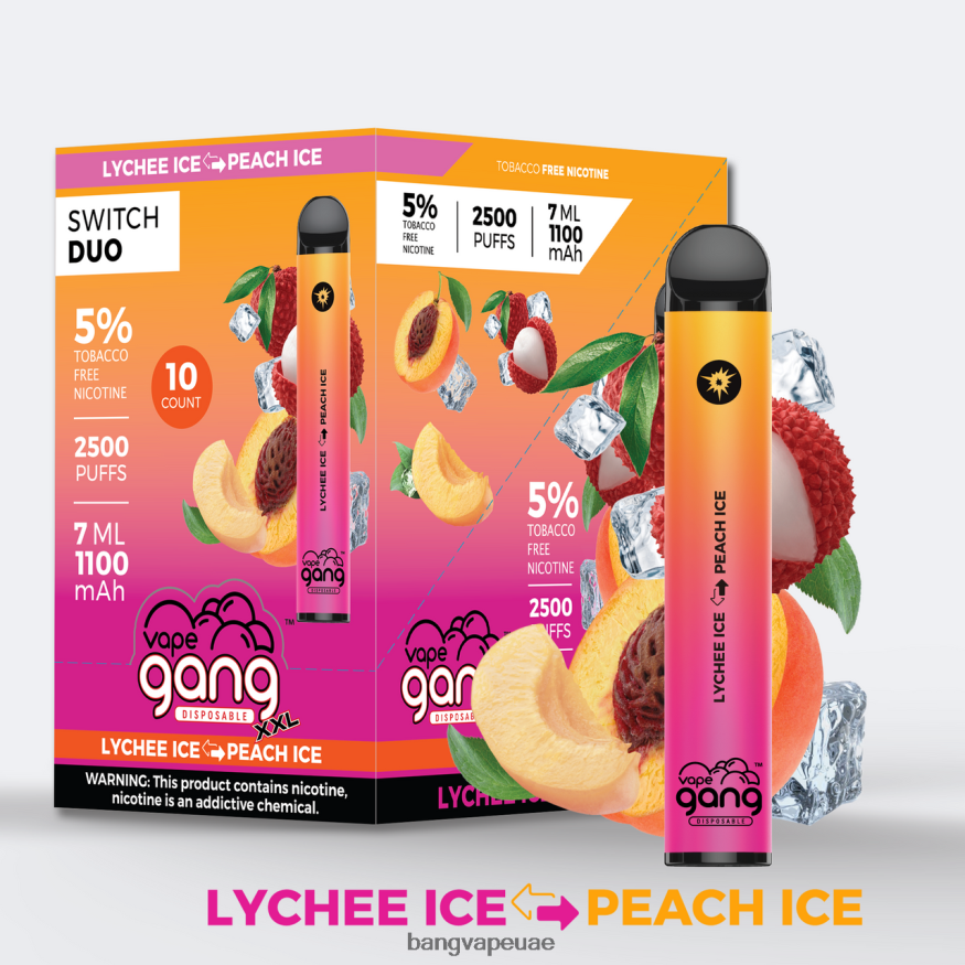 Vape Gang Switch Duo 2 نكهات (صندوق 10) فراولة تفاح بطيخ - فراولة كيوي - Best Bang Vape Flavor RLB6JT45