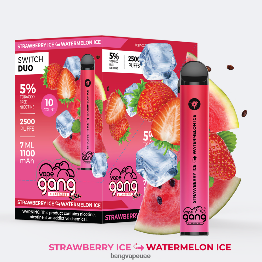 Vape Gang Switch Duo 2 نكهات (صندوق 10) فراولة تفاح بطيخ - فراولة كيوي - Best Bang Vape Flavor RLB6JT45