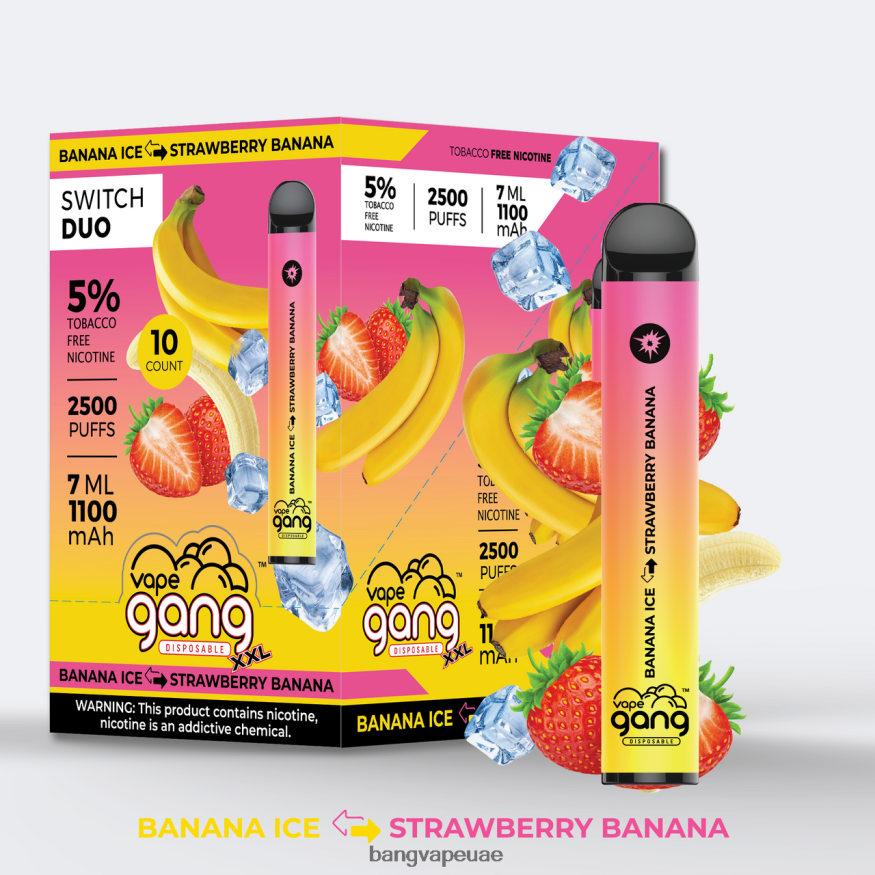 Vape Gang Switch Duo 2 نكهات (صندوق 10) ثلج موز - موز فراولة - Vape Gang Shop RLB6JT40