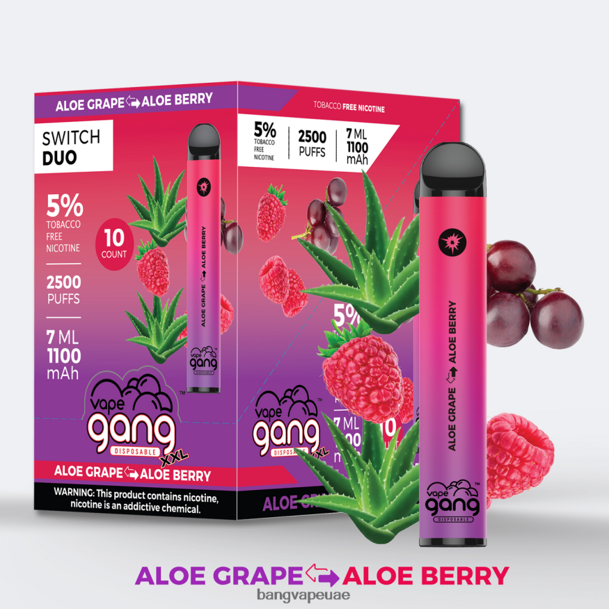 Vape Gang Switch Duo 2 نكهات (صندوق 10) عنب الصبار - توت الصبار - Vape Gang Uae RLB6JT39