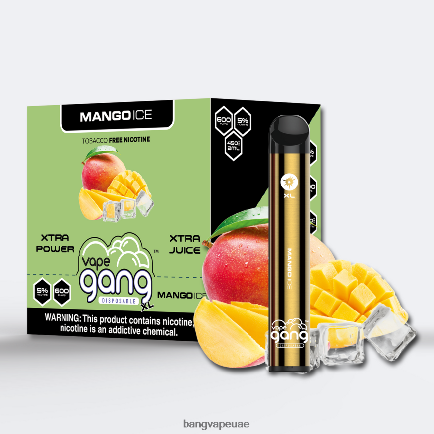 Vape Gang XL vapes المتاح 600 نفخة (علبة من 10) جليد المانجو - Bang Box Vape Flavors RLB6JT68