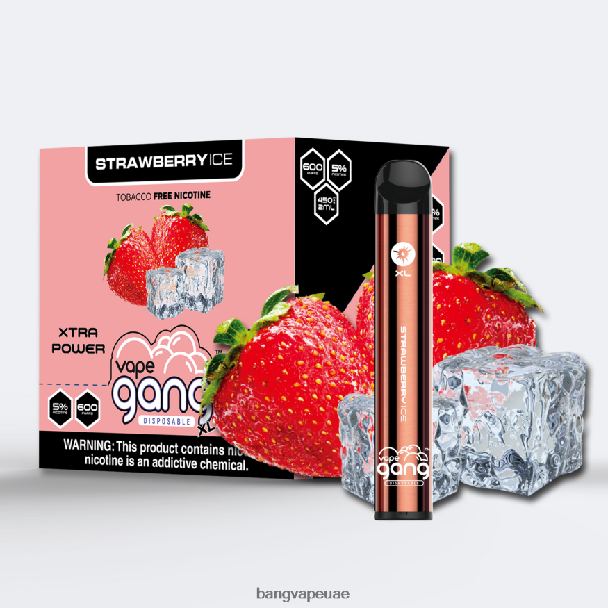 Vape Gang XL vapes المتاح 600 نفخة (علبة من 10) جليد الفراولة - Bang Box Vape Flavors RLB6JT78
