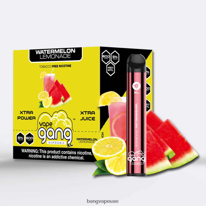 Vape Gang XL vapes المتاح 600 نفخة (علبة من 10) عصير الليمون بالبطيخ - Bang Box Vape Price RLB6JT65