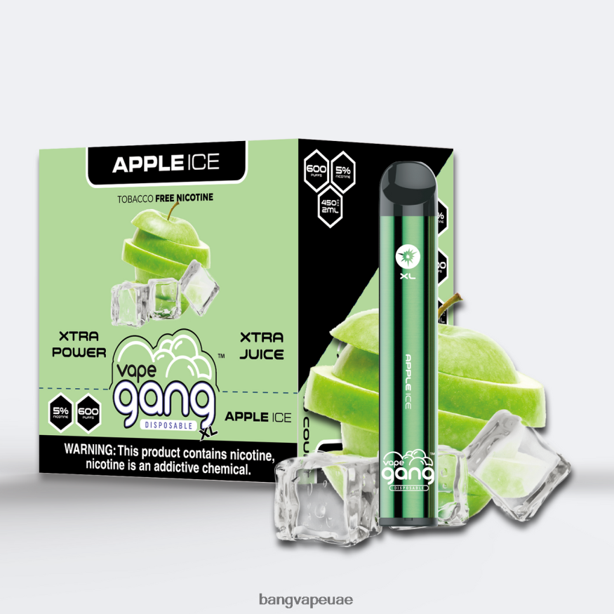 Vape Gang XL vapes المتاح 600 نفخة (علبة من 10) ثلج التفاح - Best Bang Vape Flavor RLB6JT67