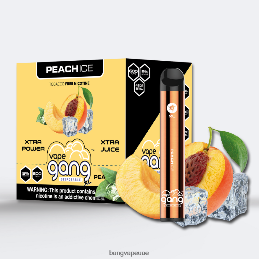 Vape Gang XL vapes المتاح 600 نفخة (علبة من 10) جليد الخوخ - Best Bang Vape Flavor RLB6JT77