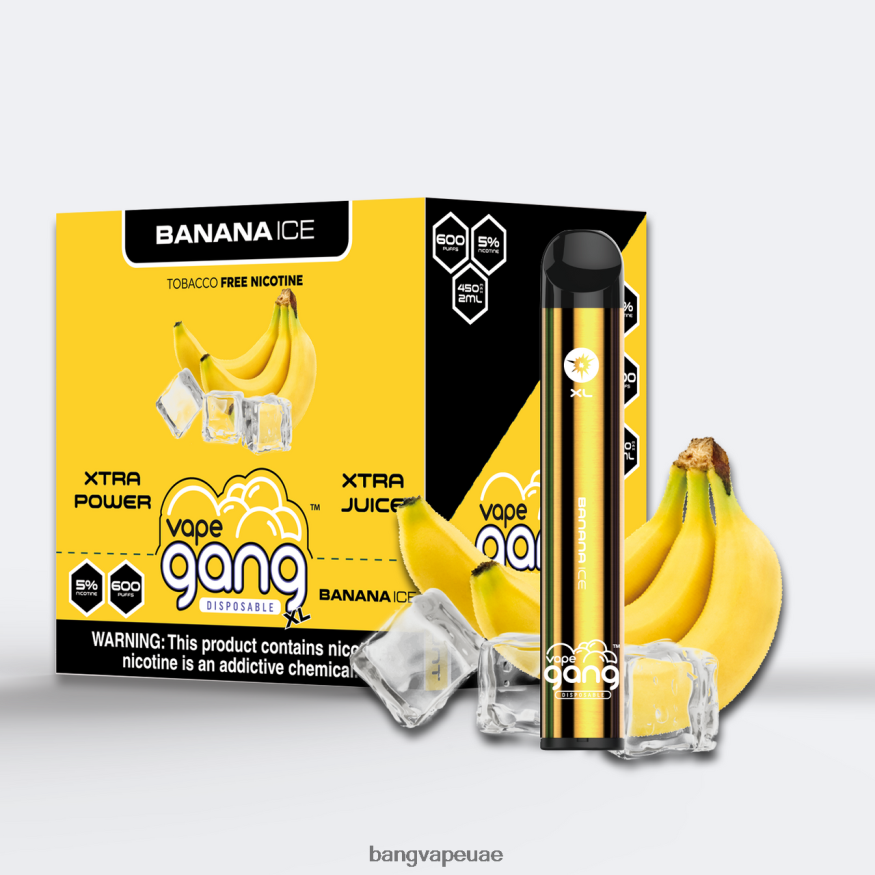 Vape Gang XL vapes المتاح 600 نفخة (علبة من 10) جليد الموز - Vape Gang Disposables RLB6JT63
