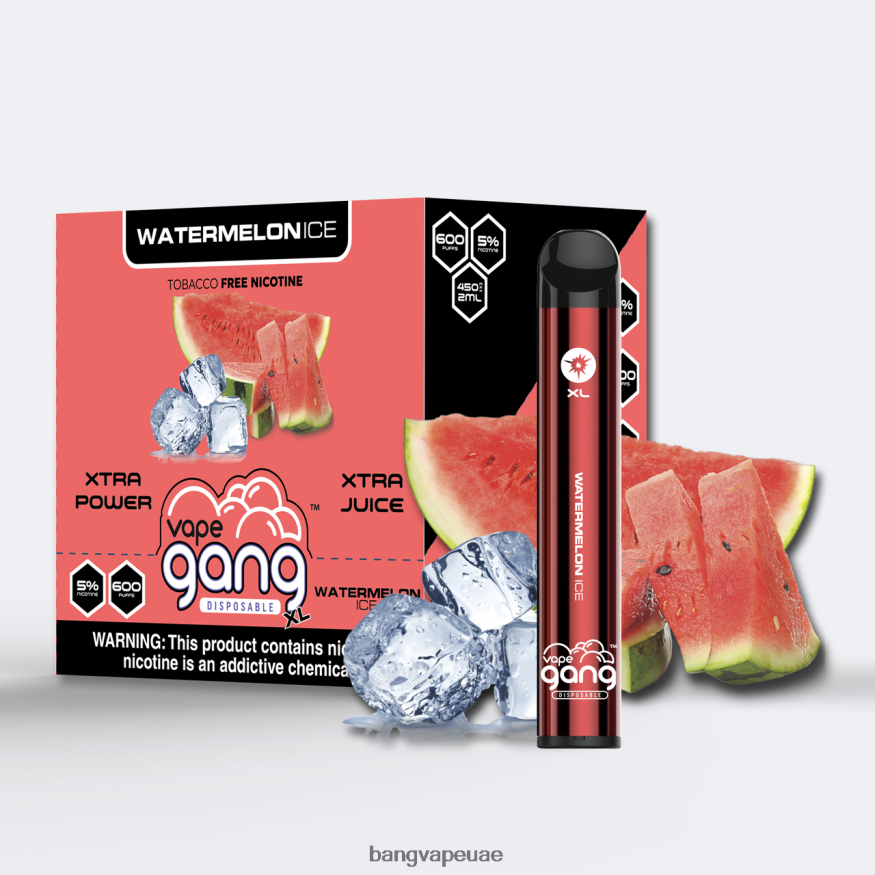 Vape Gang XL vapes المتاح 600 نفخة (علبة من 10) ثلج البطيخ - Vape Gang Flavors RLB6JT76