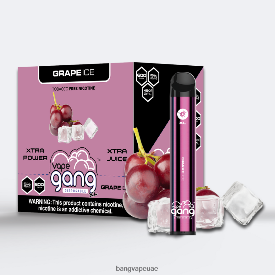 Vape Gang XL vapes المتاح 600 نفخة (علبة من 10) جليد العنب - Vape Gang Shop RLB6JT62