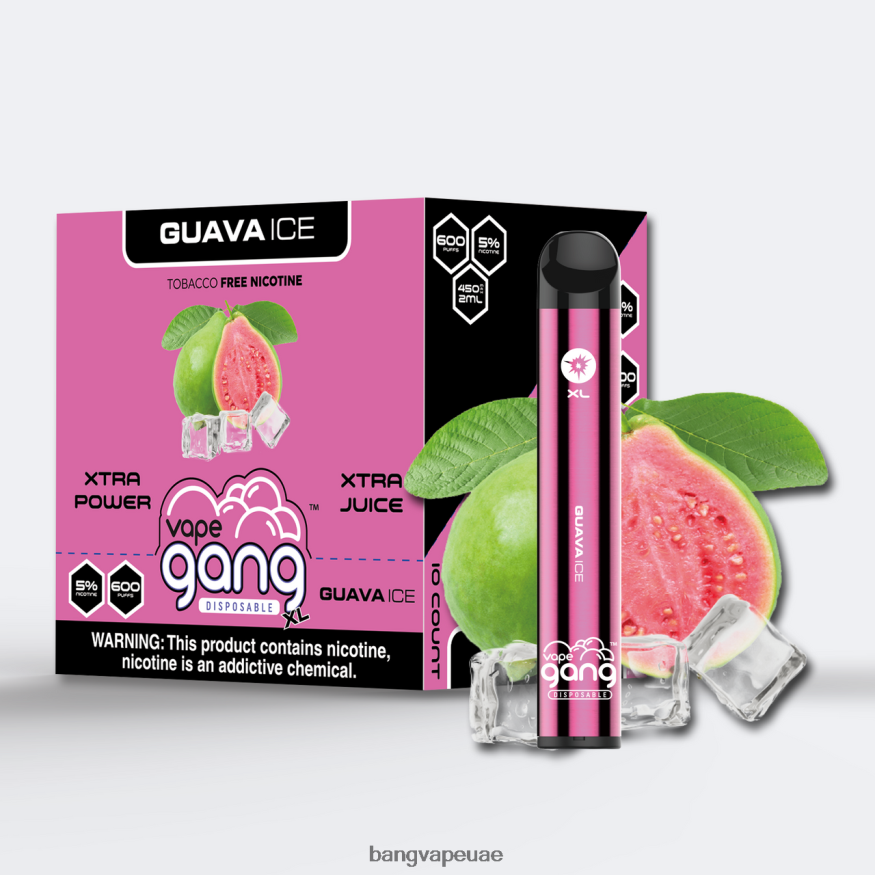 Vape Gang XL vapes المتاح 600 نفخة (علبة من 10) جليد الجوافة - Vape Gang Shop RLB6JT72