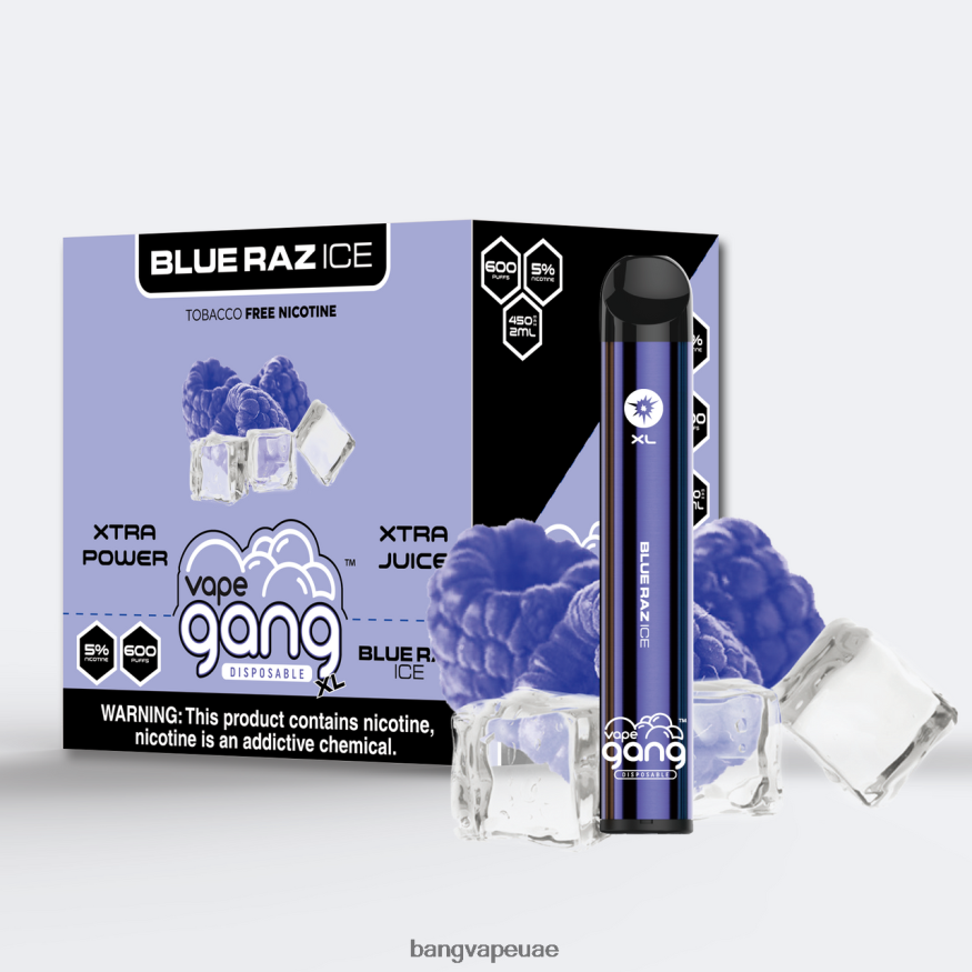 Vape Gang XL vapes المتاح 600 نفخة (علبة من 10) الجليد الأزرق راز - Vape Gang Uae RLB6JT61